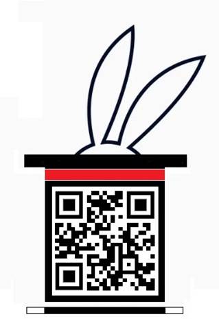 A qr code with a rabbit in the top of a hat

Description automatically generated